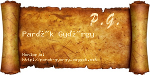 Parák György névjegykártya